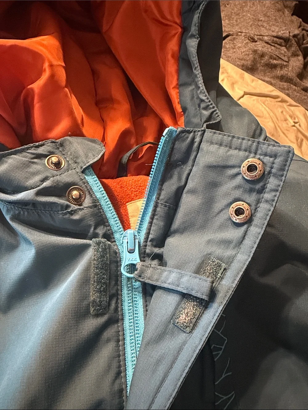Navy and Orange Hooded Winter Jacket 8 (5240)